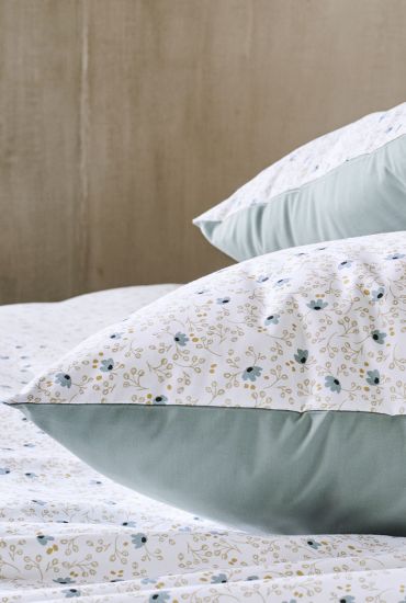 Parure de lit en percale de coton, Fleurs de lin