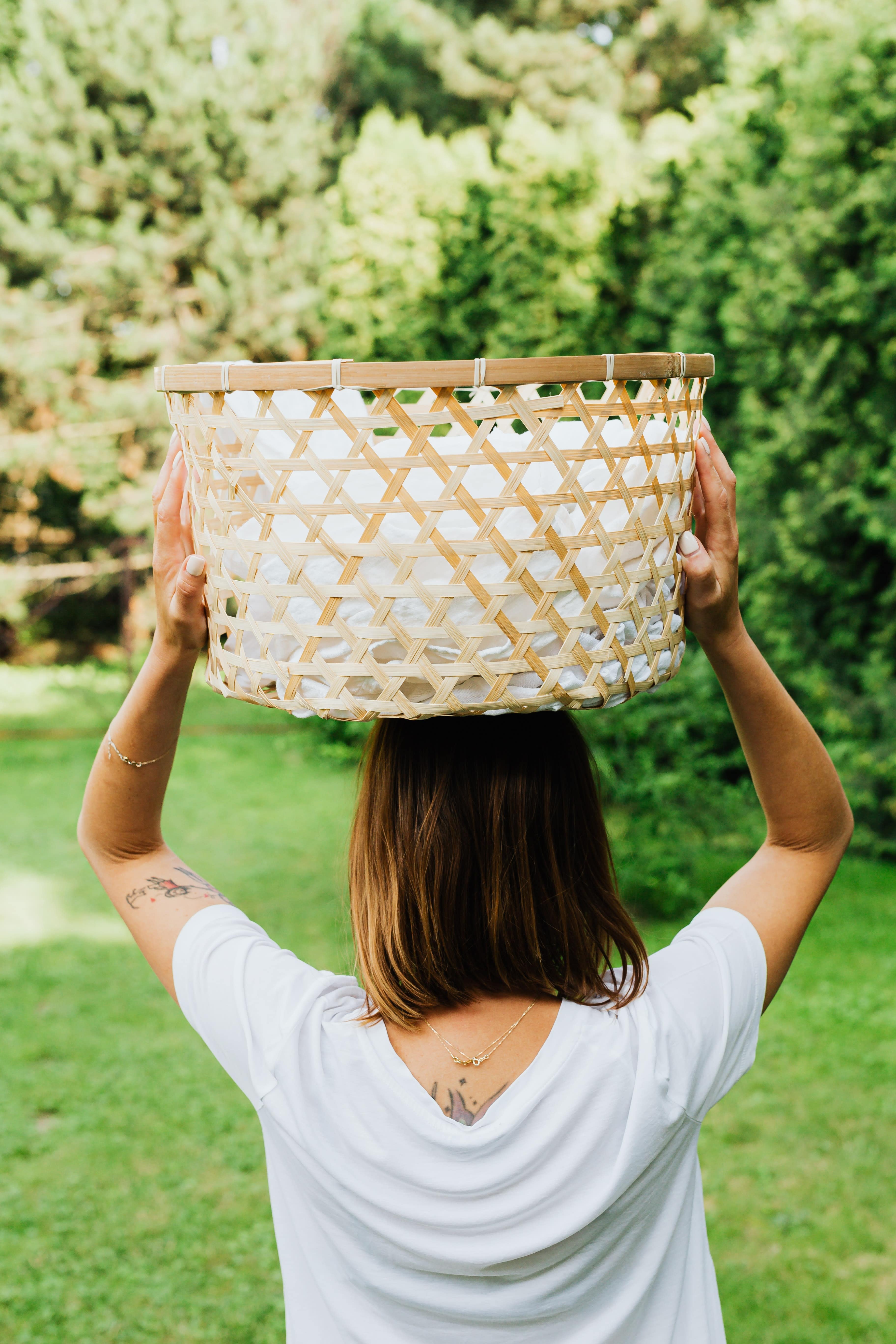 Panier de linge en osier